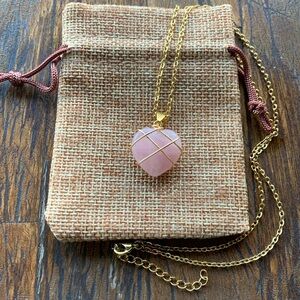 Rose Quartz Heart Necklace Genuine Rose Quartz Necklace